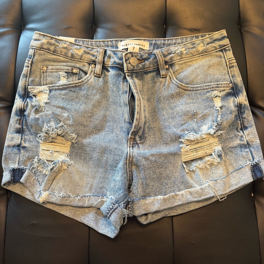 Almost Famous Blue Jean Shorts Distressed
